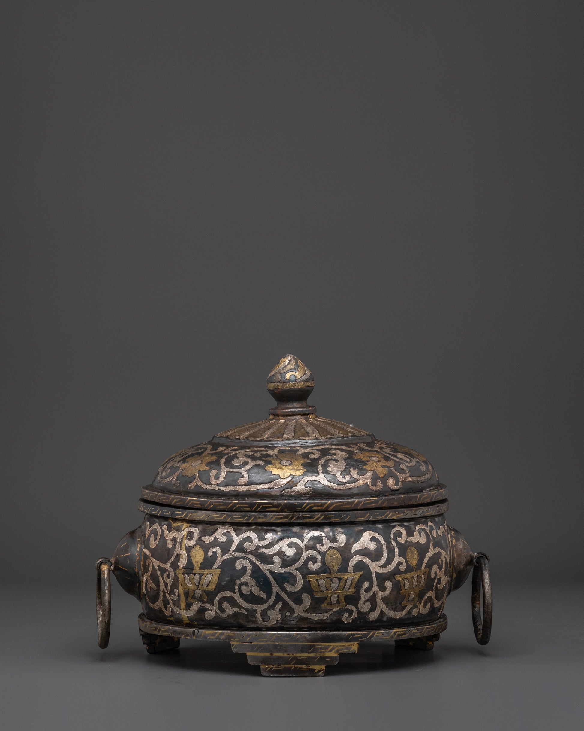 Rice Carry Pot with Silver Inlaid 