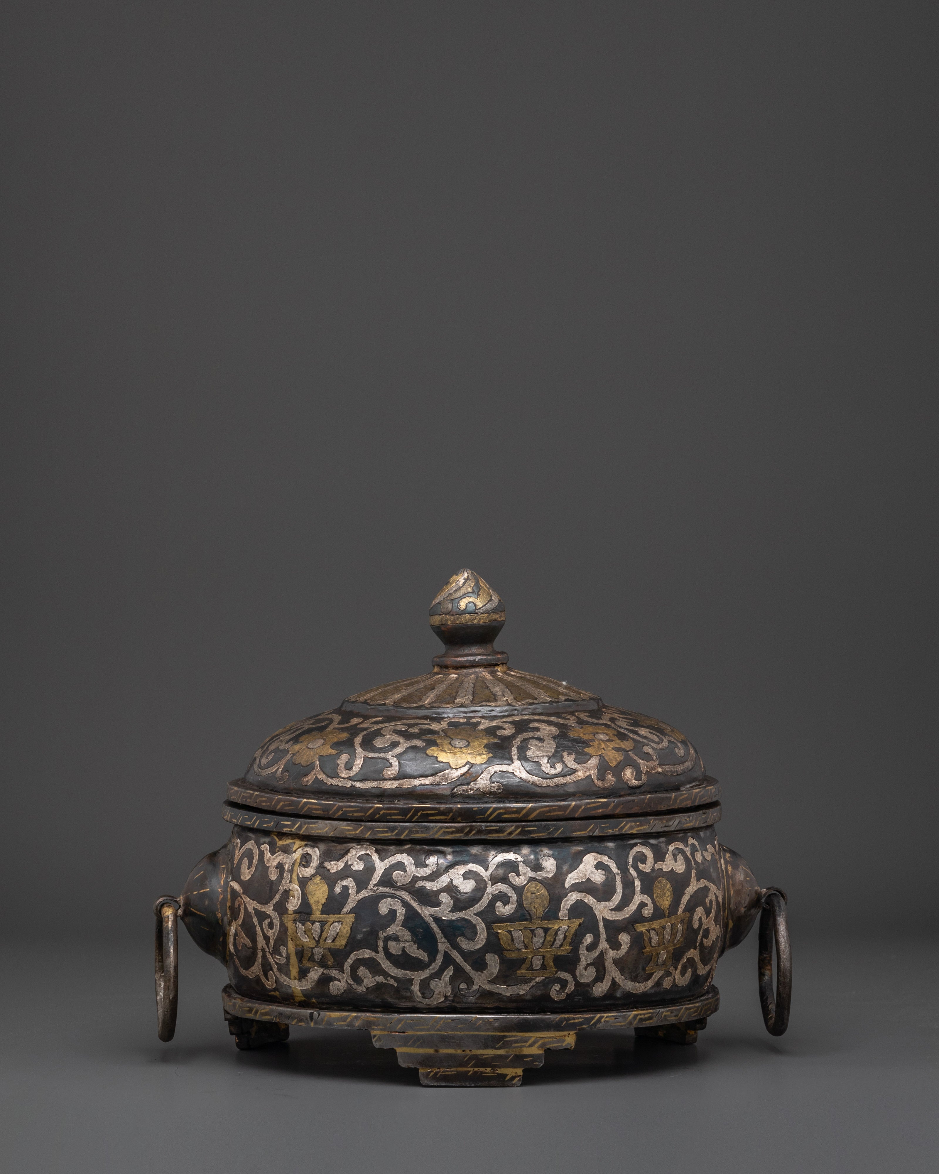 Rice Carry Pot with Silver Inlaid 