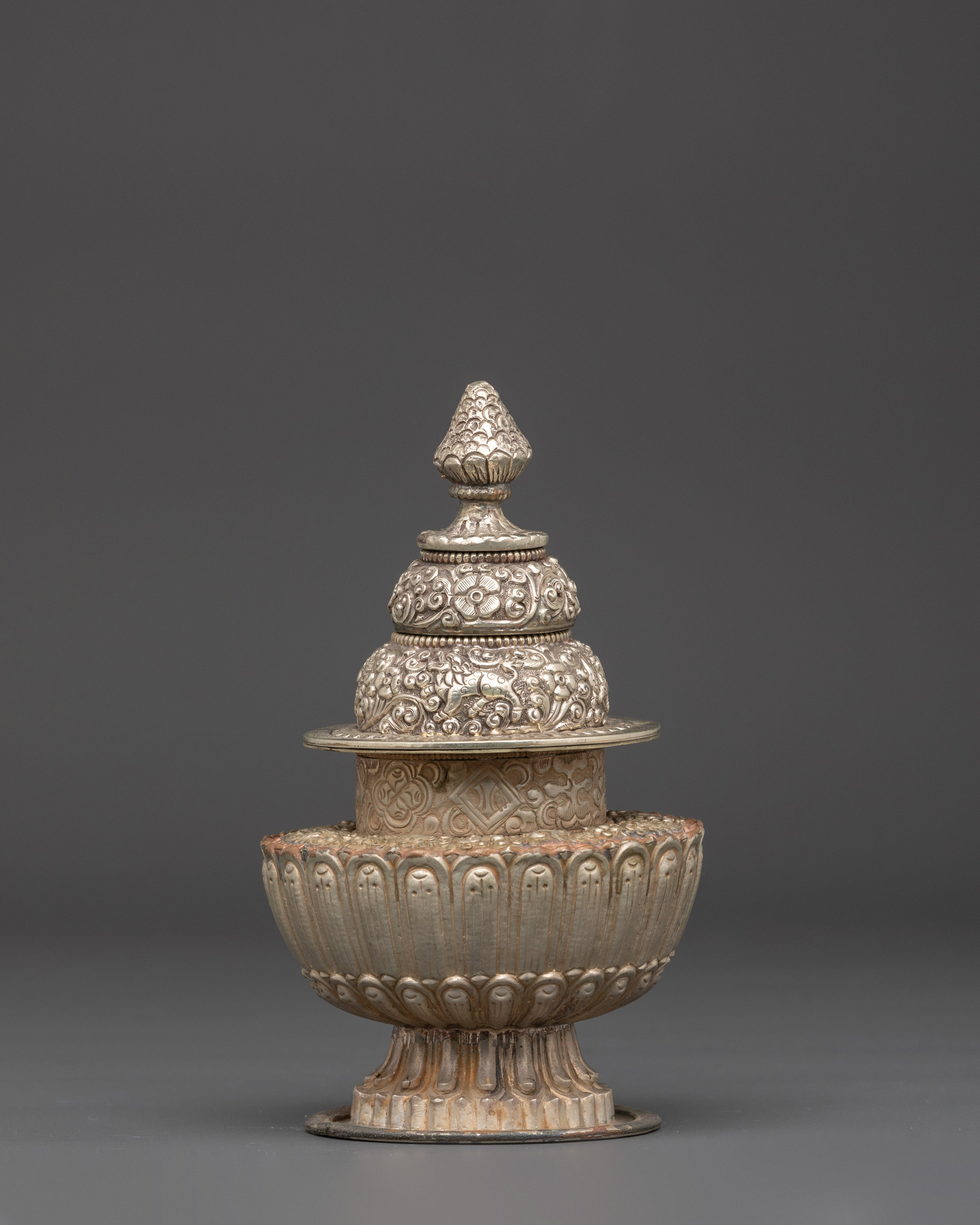 White Copper Rice Pot | Ritual and Meditation Decor