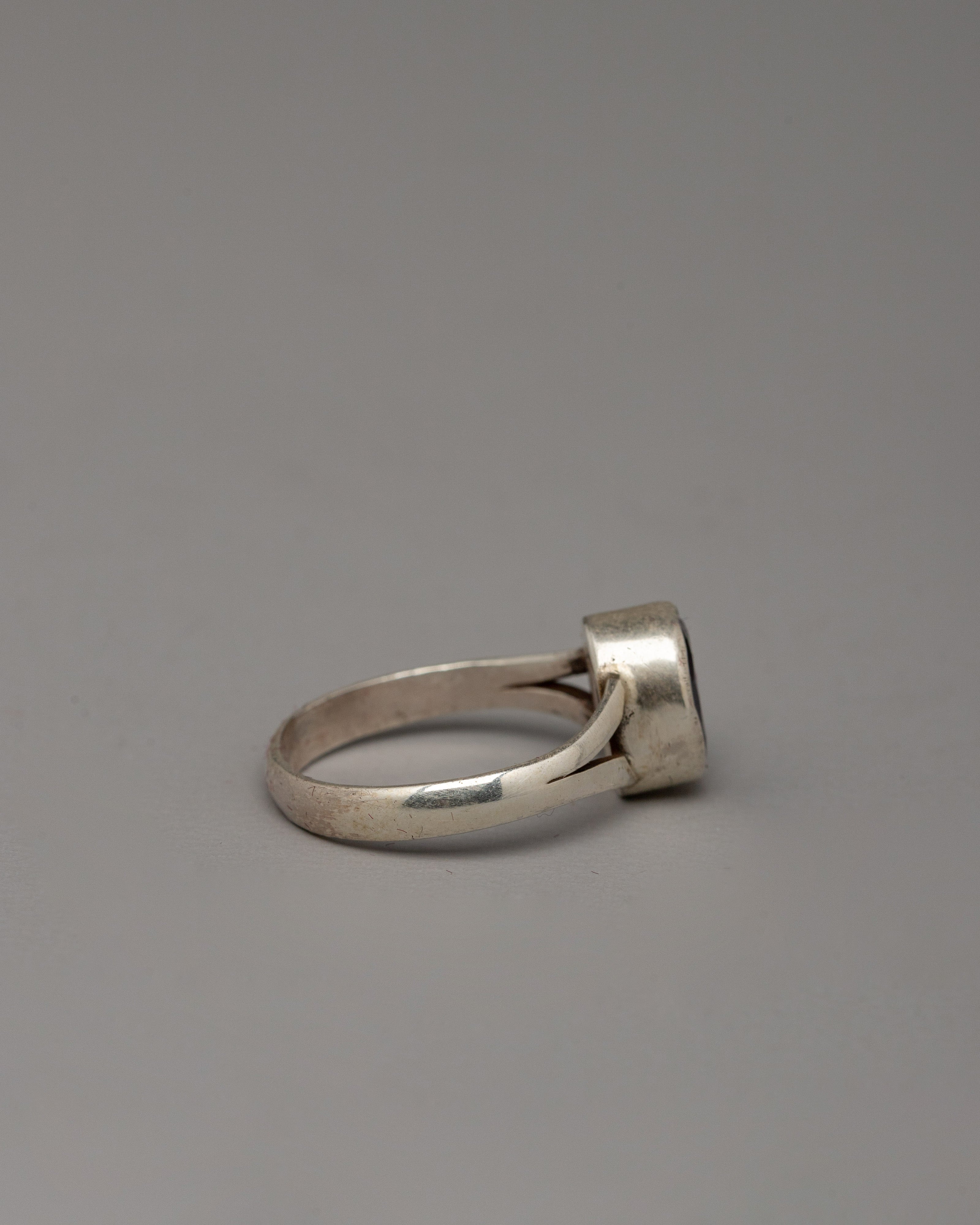 Handmade Jewelry Ring | Silver Gemstone Ring with Purple Stone