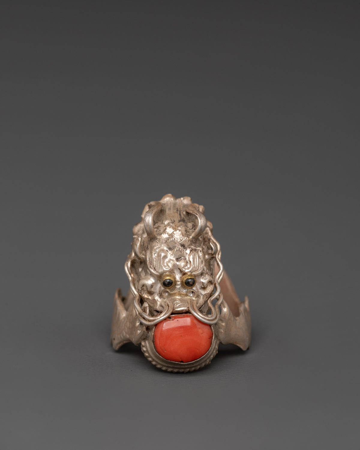 Coral Silver Ring