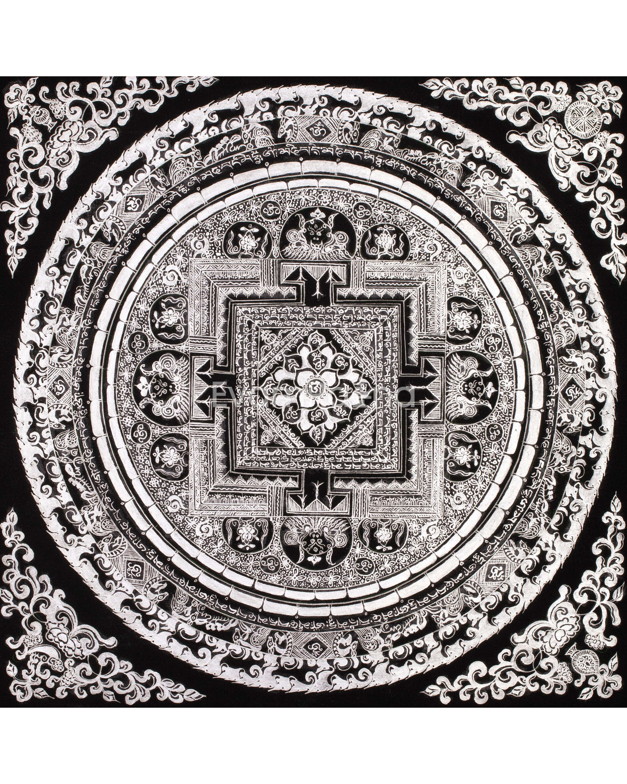 Sacred Pure Silver Mantra Mandala | Symbol of Compassion and Enlightenment
