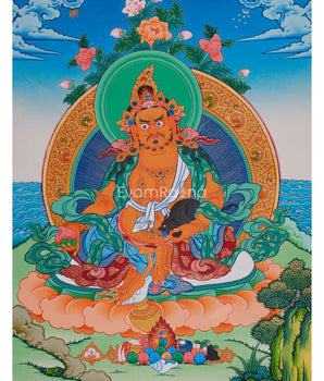 Yellow Jambhala Painting | The Wealth Deity of Prosperity and Abundance