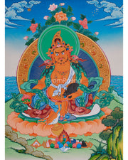 Yellow Jambhala Painting | The Wealth Deity of Prosperity and Abundance