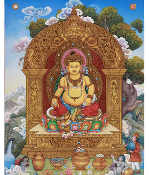 Dzambhala, Deity of Prosperity and Fortune | Radiant Paubha Art for Abundance