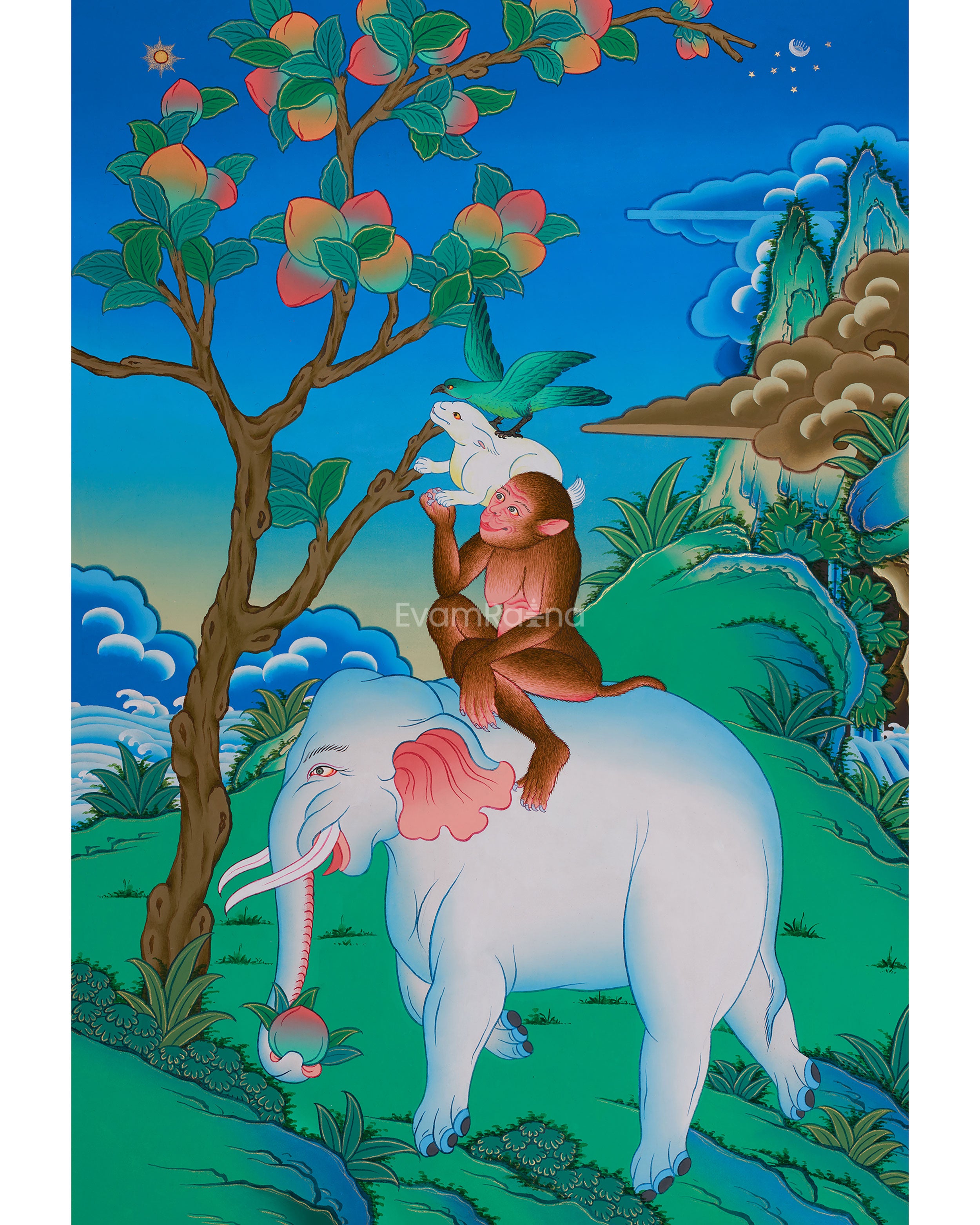 Four Harmonious Friends Artwork | A Sacred Symbol of Unity, Compassion, and Mutual Support