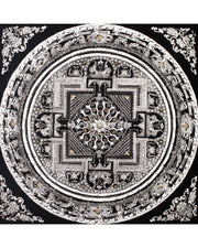 Silver Mantra Mandala Painting | Hand-Painted Mandala for Meditation