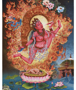 Vidyadhari Yogini in Paubha Style | Flying Vajrayogini | Goddess of Wisdom