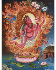 Vidyadhari Yogini in Paubha Style | Flying Vajrayogini | Goddess of Wisdom
