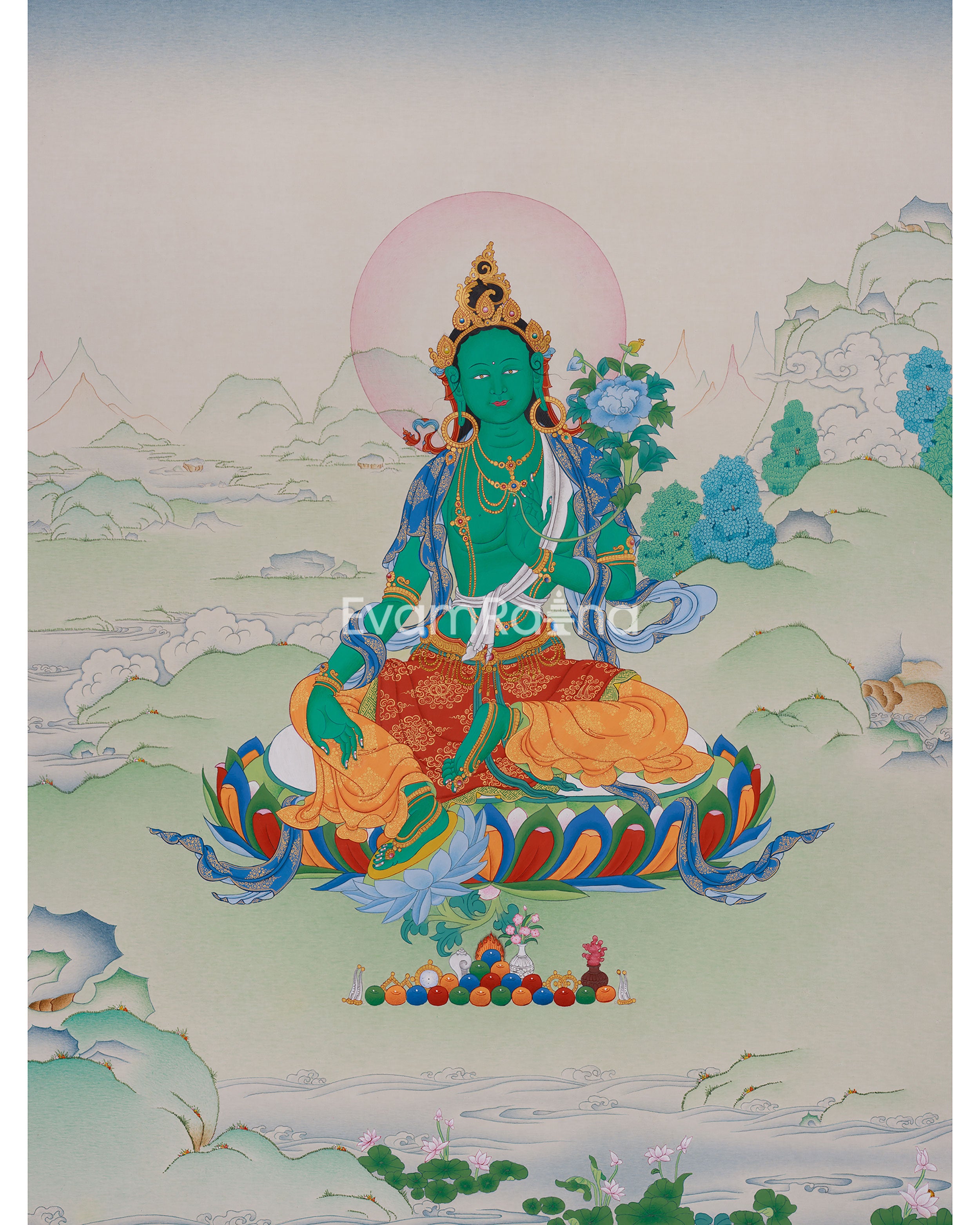 Spiritual Bodhisattva Green Tara Thangka
