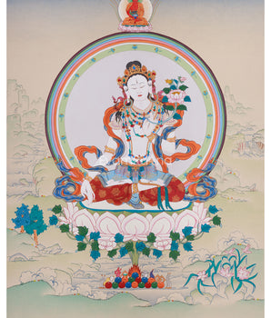 Bodhisattva White Tara Painting | Tibetan Goddess of Compassionate Healing