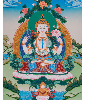 Traditional Four-Armed Chenrezig | Avalokiteshvara Artwork