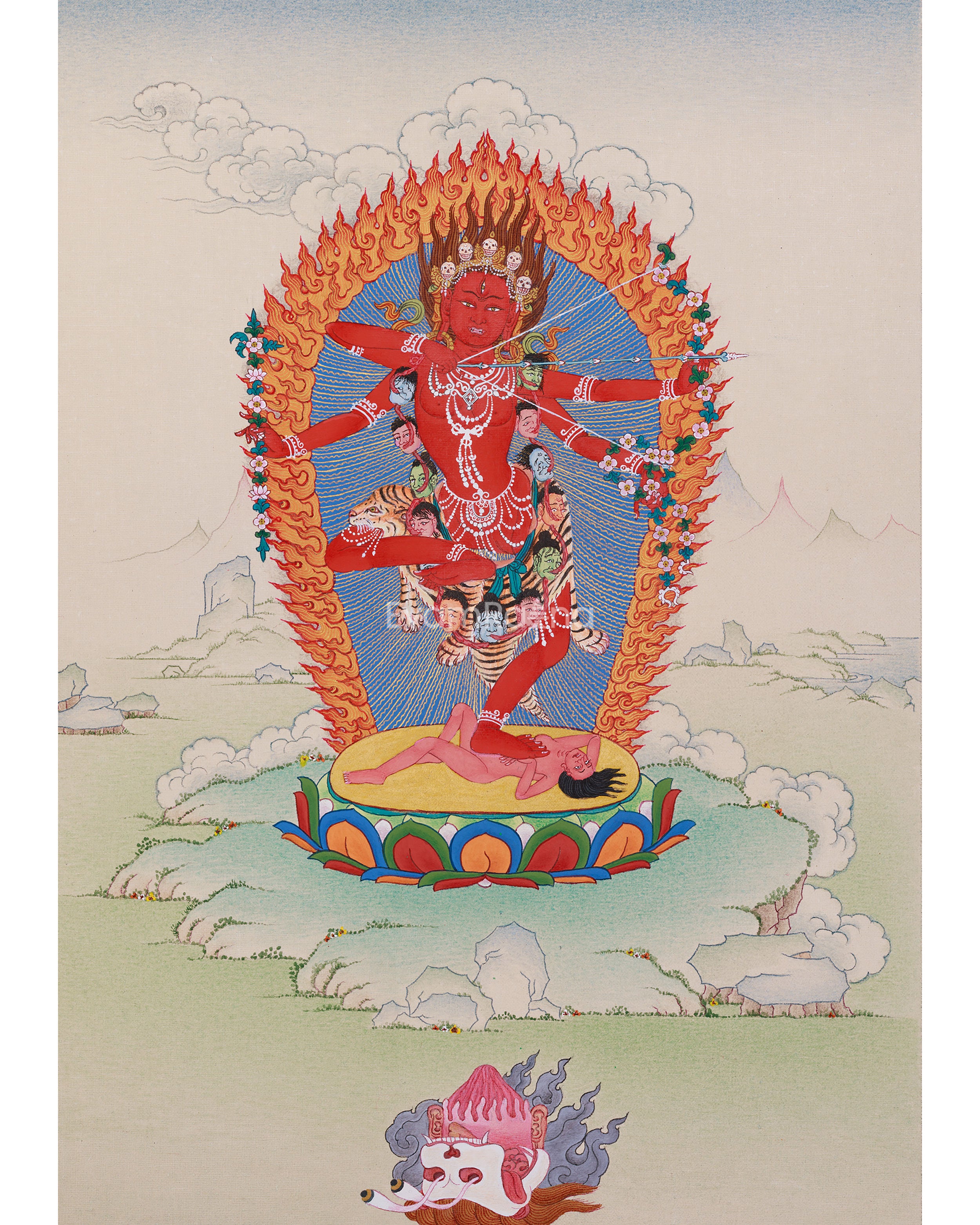 33 cm Kurukulla Artwork | Tibetan Goddess of Love, Magnetism, and Enchantment