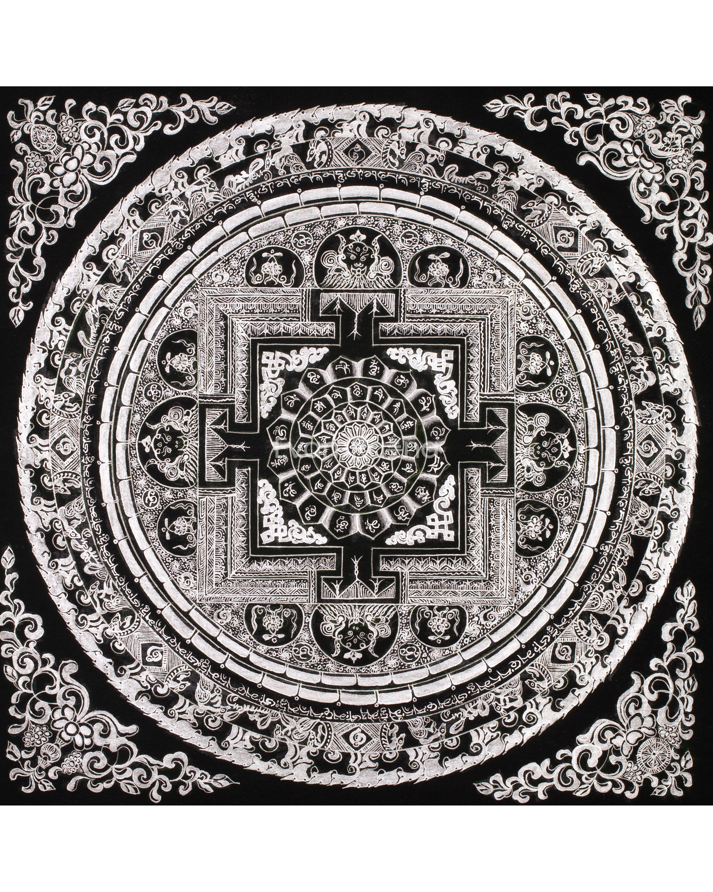 High-Quality Mantra Mandala in Pure Silver | Tibetan Buddhist Symbol for Protection