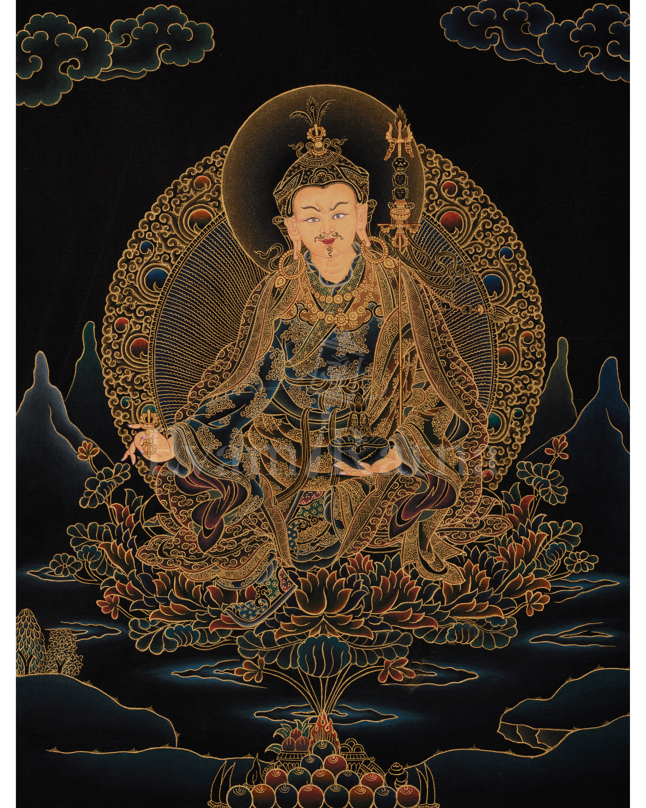 Hand-Painted  Guru Rinpoche Thangka | Embodiment of Wisdom and Compassion