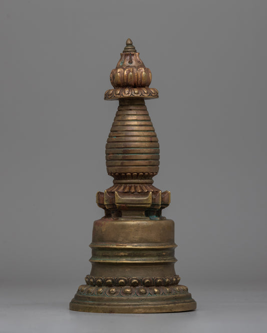 Elegant oxidized copper stupa