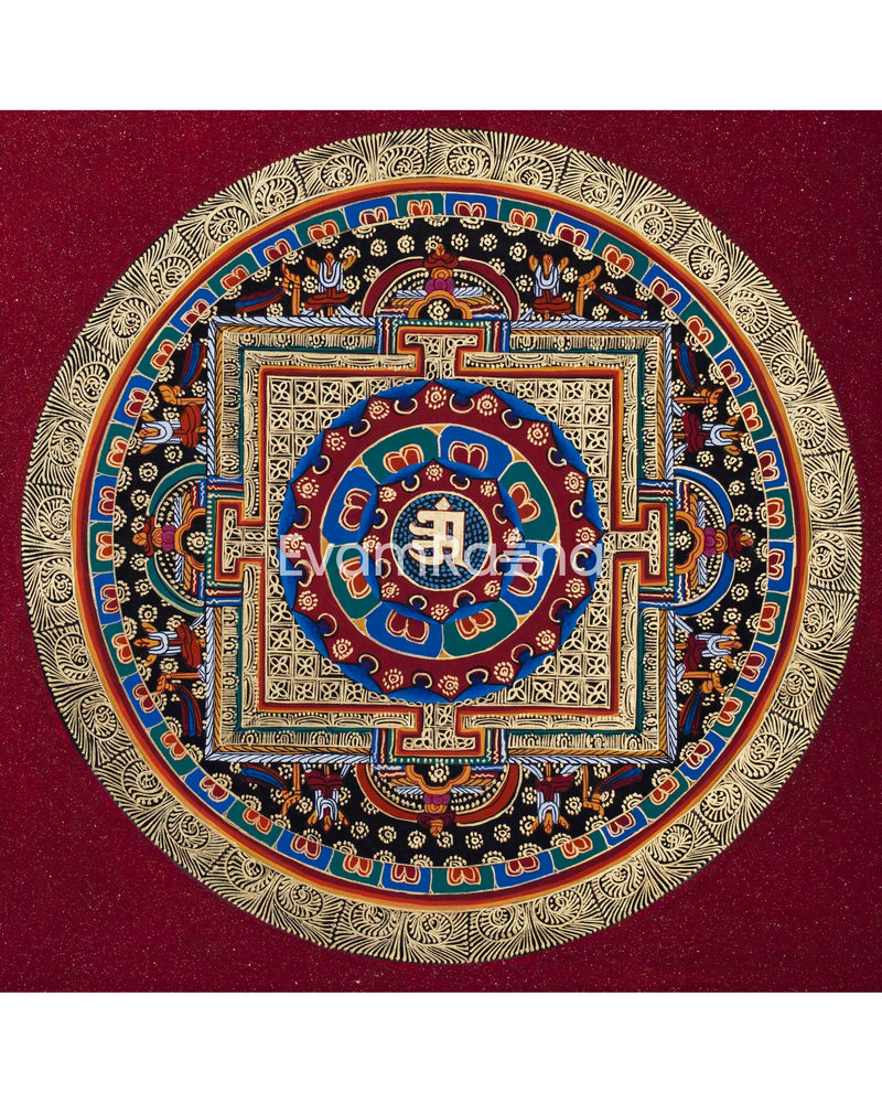 Original Handmade OM Mantra Mandala Thangka | Meditation & Peace | Home Decor