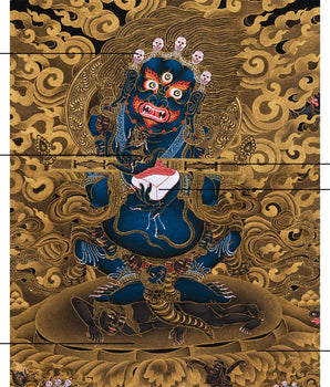 Sakya Mahakala with Retinue, Gold Thangka