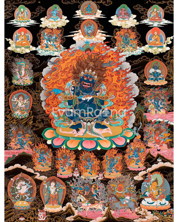 Sakya Mahakala Thangka, High Quality Giclee Canvas Print, Digital Print