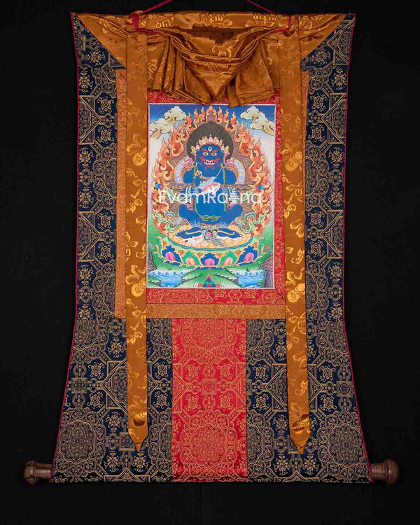 Original Hand-Painted Sakya Mahakala With Brocade