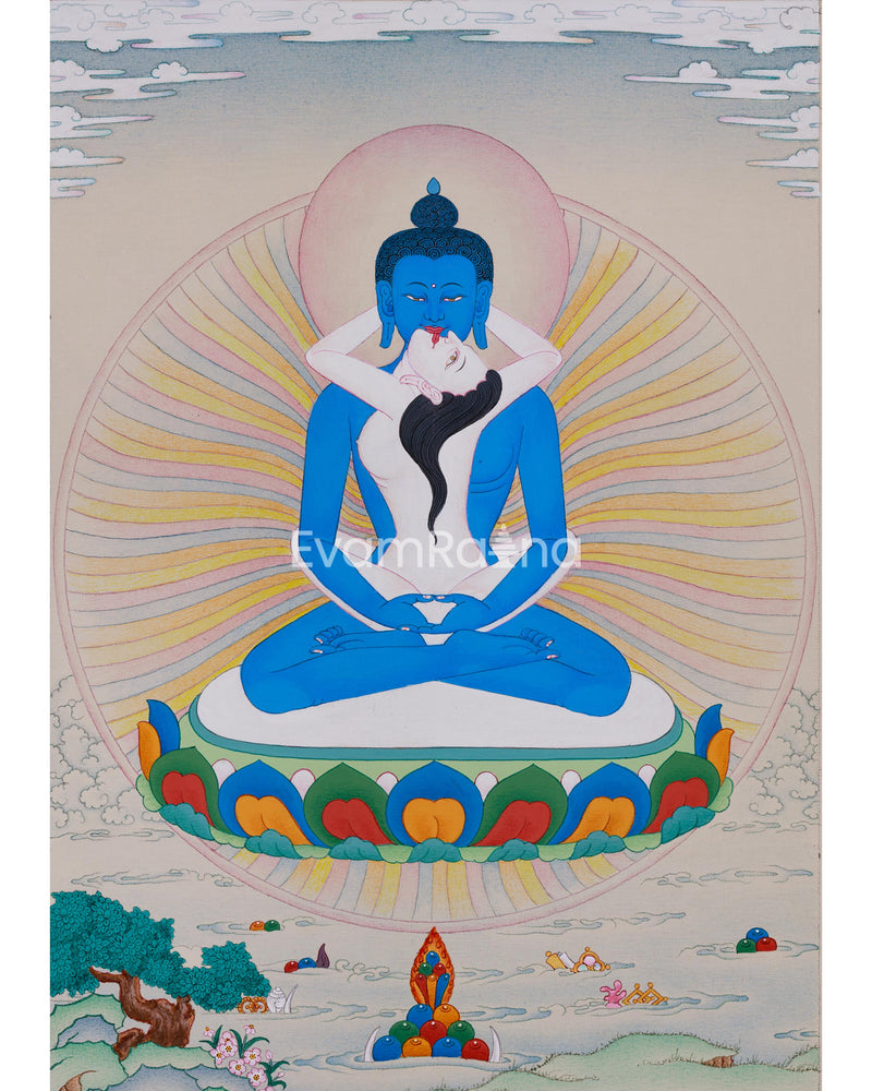 Refined Adi-Buddha Samantabhadra Thangka - Spiritual Artwork