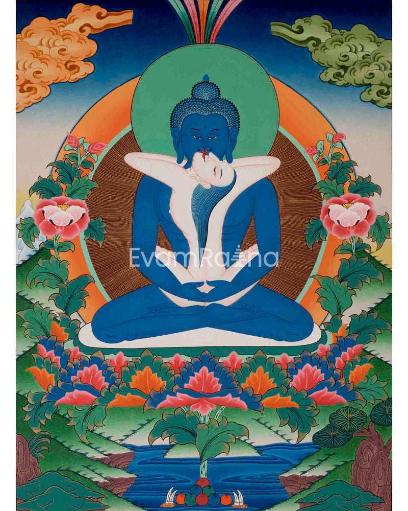 Samantabhadra Yab Yum Buddha Thangka | Mindfulness Meditation Wall Hanging