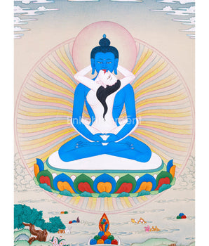 Refined Adi-Buddha Samantabhadra Thangka - Spiritual Artwork