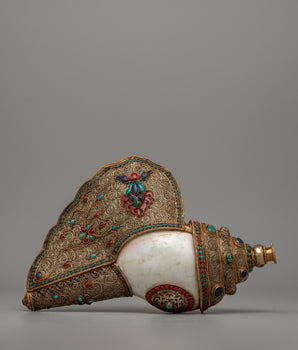 Tibet Silver Decorated Conch Shell
