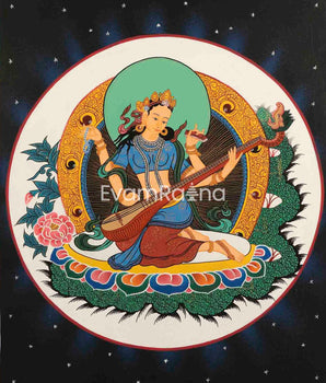 Saraswati, Medicine Buddha, Green Tara, Samantabhadra Thangka Painting