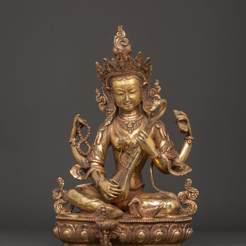 Saraswati Goddess Statue in Copper