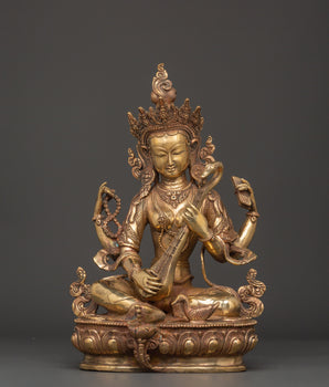 Saraswati Goddess Statue in Copper