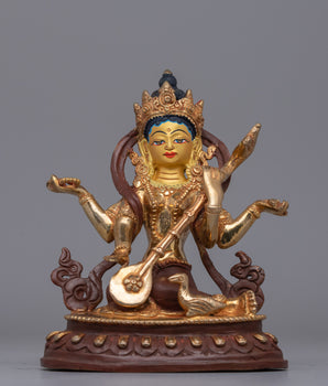 Gold plated Saraswati Statue 