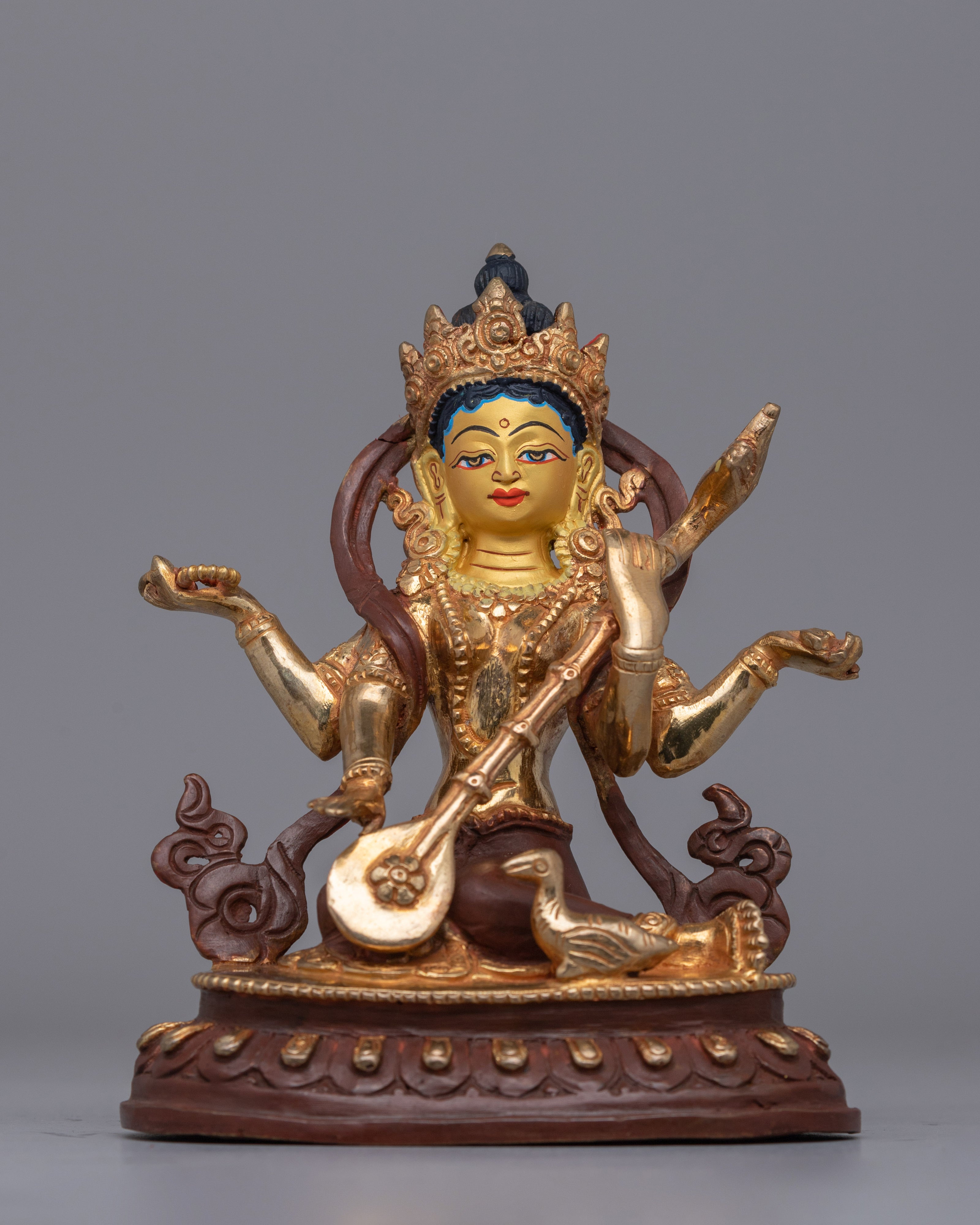 Gold plated Saraswati Statue