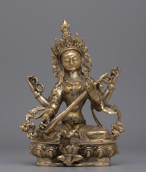 Goddess Saraswati Statue in Brass 
