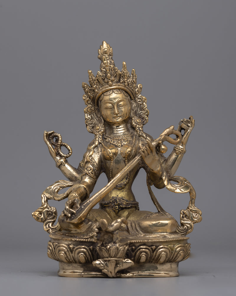 Goddess Saraswati Statue in Brass 