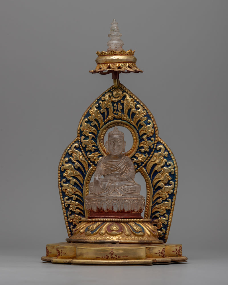 Crystal Buddha Shakyamuni Statue with Throne