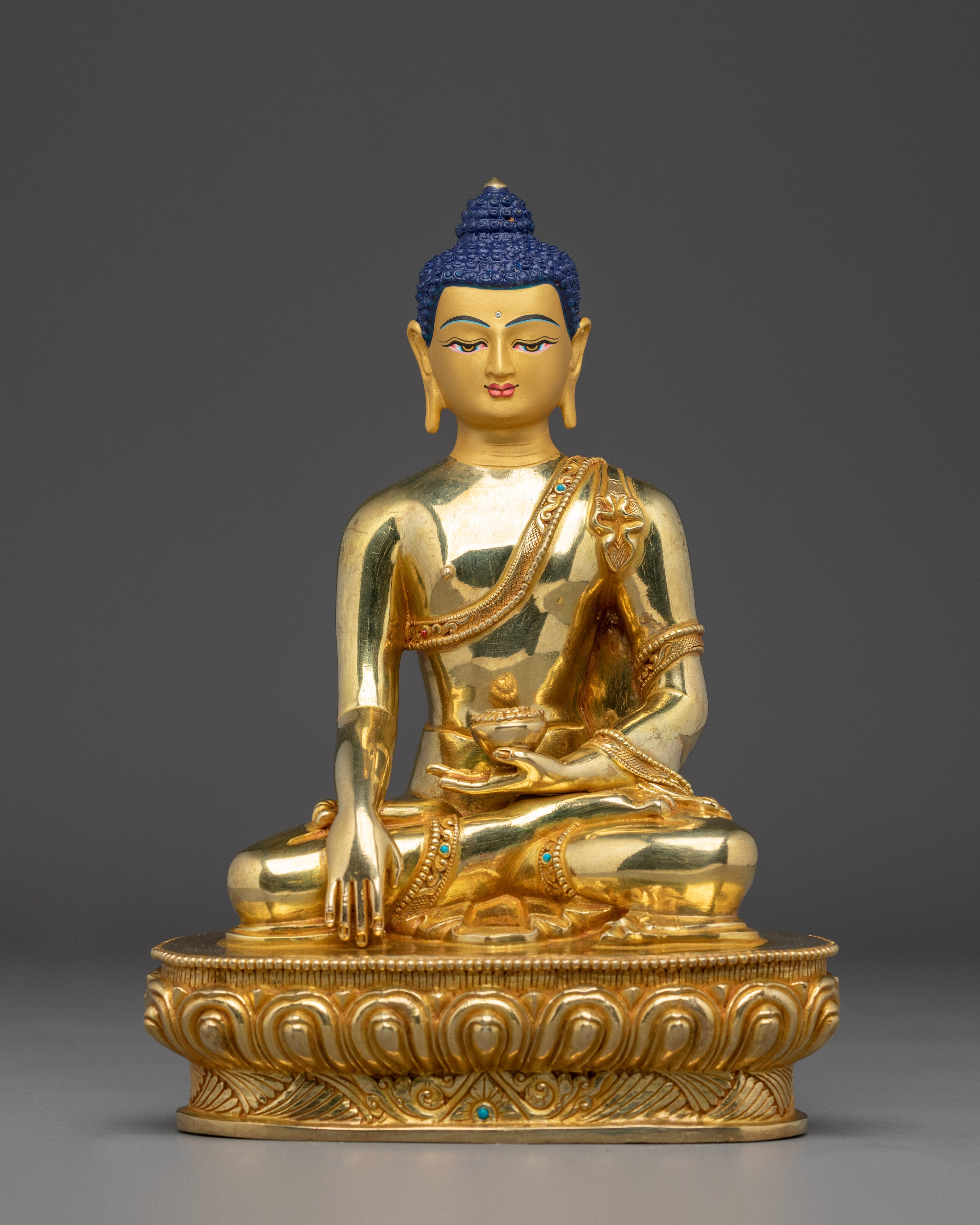 Tathagata Shakyamuni Buddha Sculpture | Gold-Plated Copper Buddha Statue