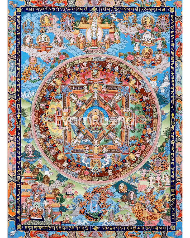 Vairocana Buddha & Shakyamuni Buddha Mandala Thangka | Religious Wall Art