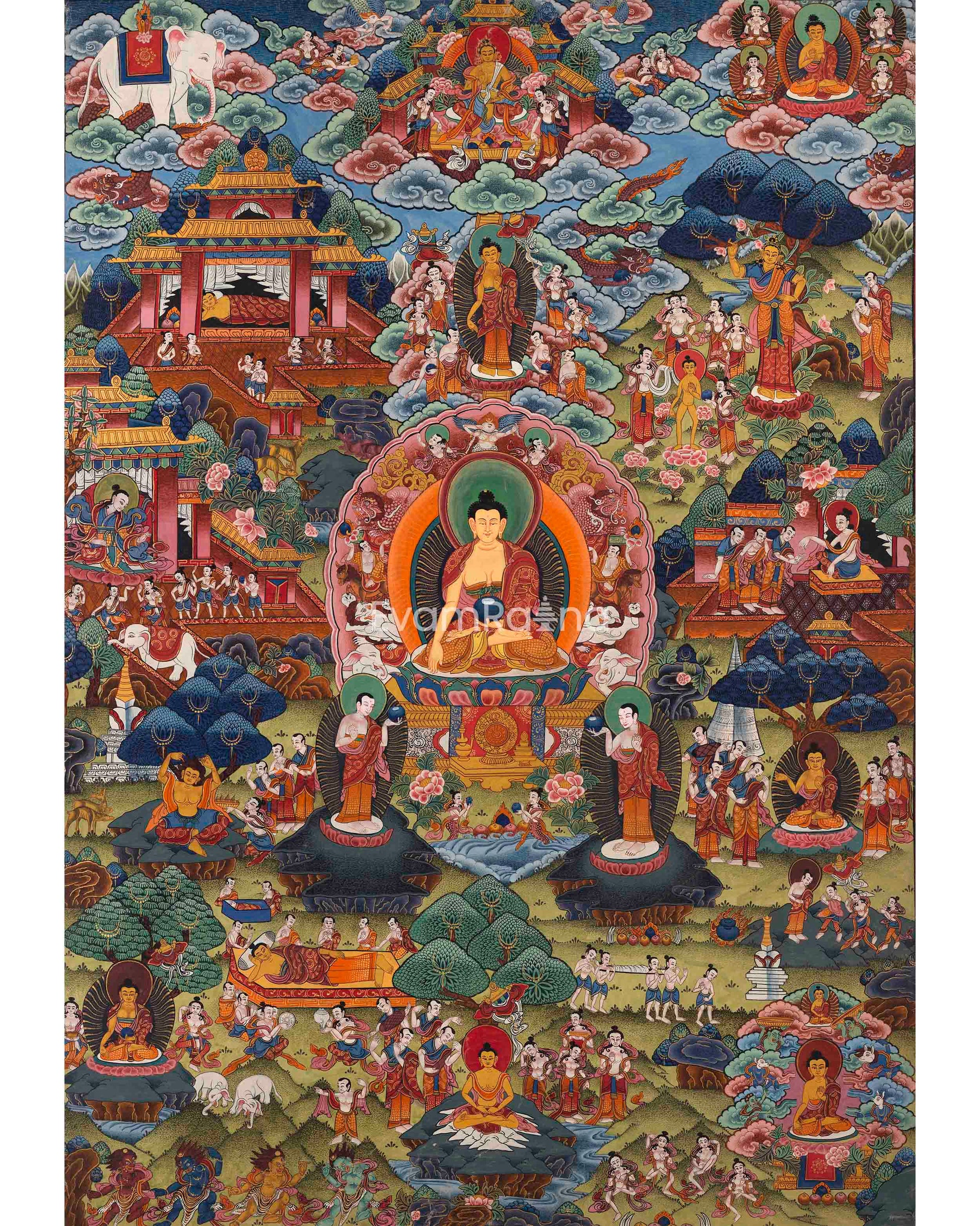 Shakyamuni Buddha Story Nepali Painting Print