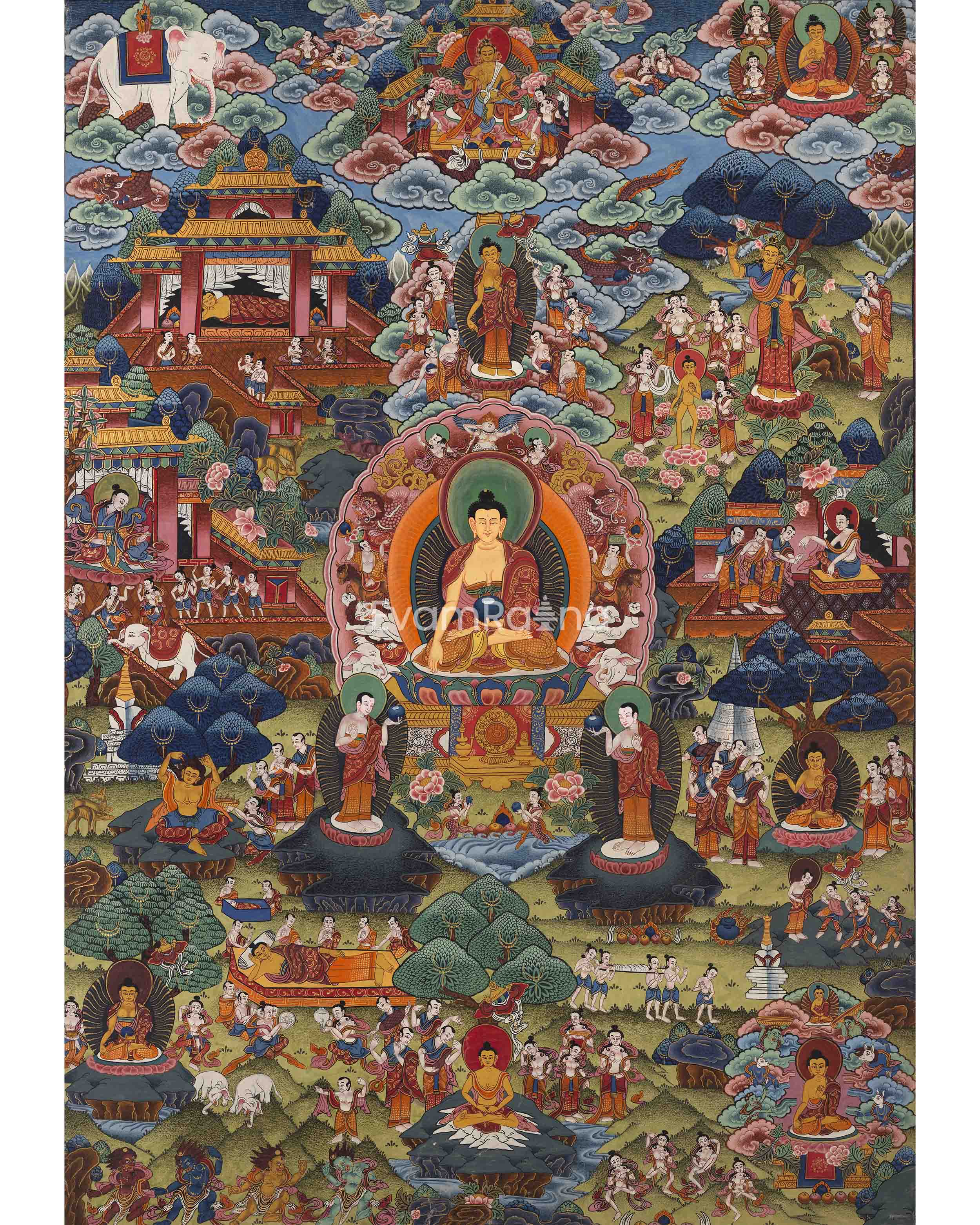 Shakyamuni Buddha Story Nepali Painting Print