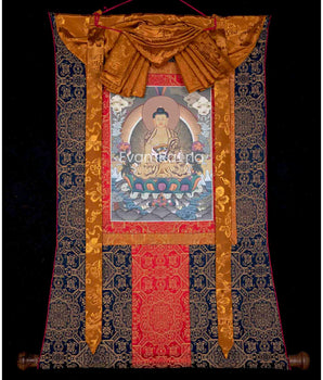 Shakyamuni Buddha Thangka With Brocade 
