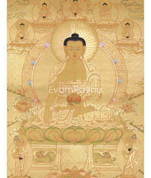Hand-Painted Shakyamuni Buddha In Gold Style 