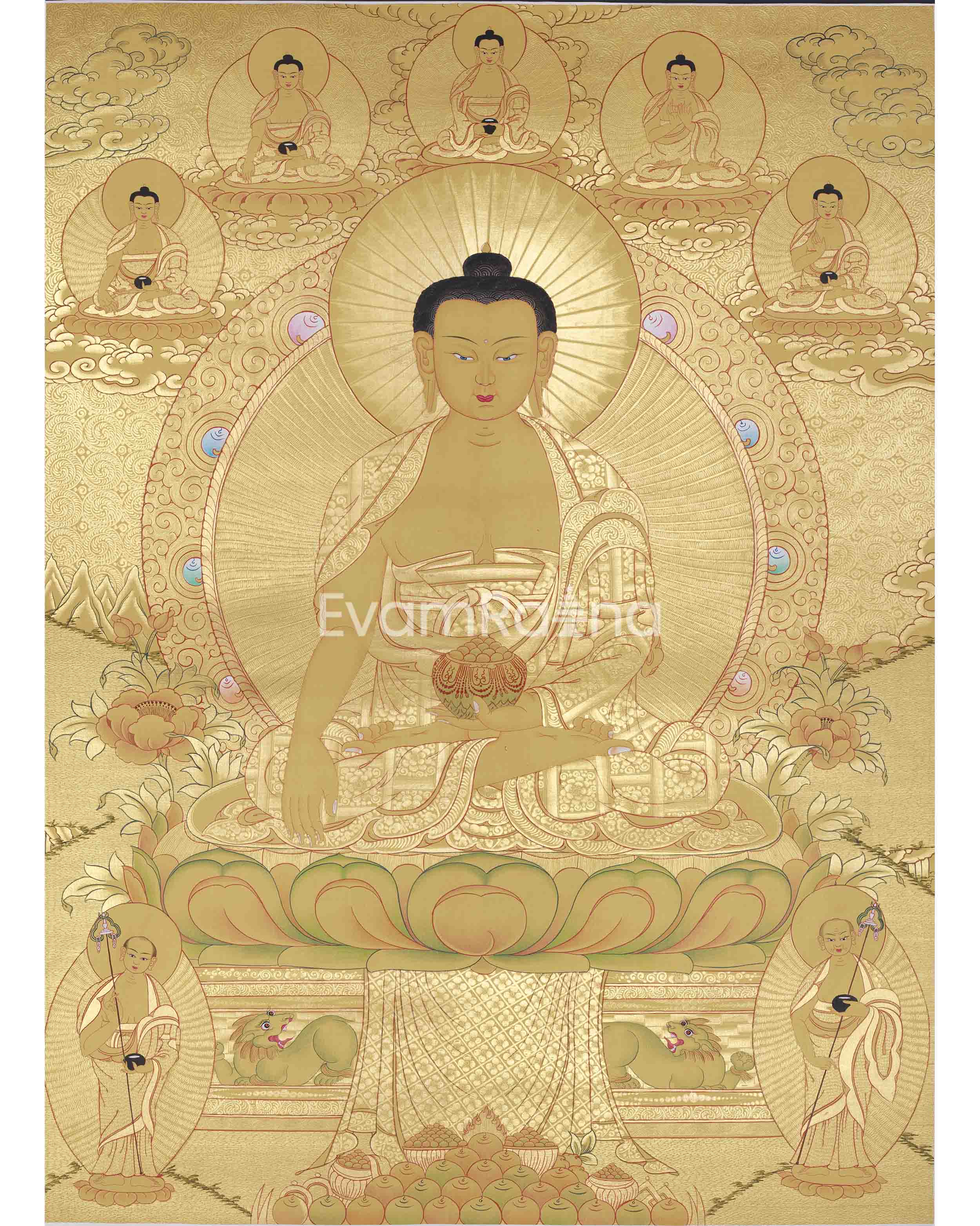 Hand-Painted Shakyamuni Buddha In Gold Style
