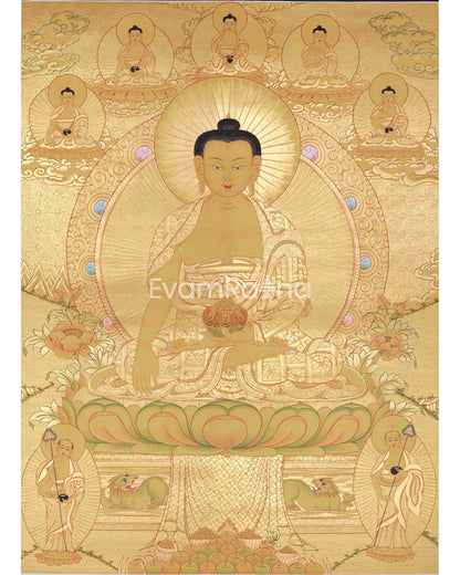 Hand-Painted Shakyamuni Buddha In Gold Style 