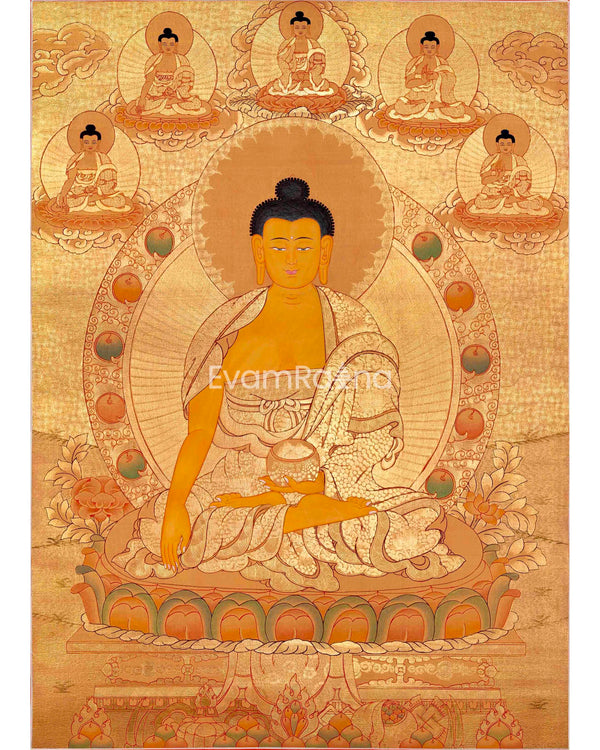 Gold Style Shakyamuni Buddha Thangka