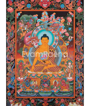 Shakyamuni Buddha Thangka With Dragon Border