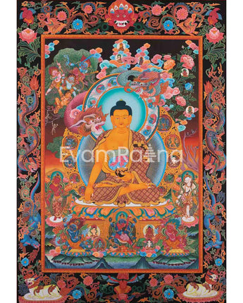 Shakyamuni Buddha Thangka With Dragon Border