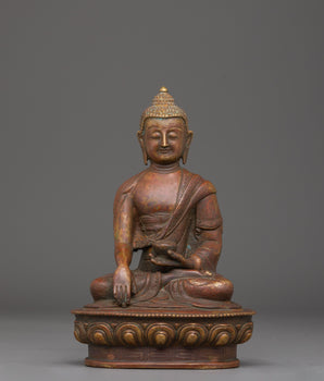 Sacred Shakyamuni Buddha Dharma Statue | Tibetan Copper Art for Meditation