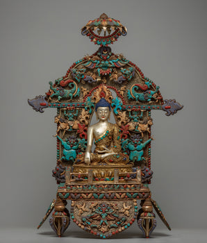 Shakyamuni Buddha on Throne Statue 