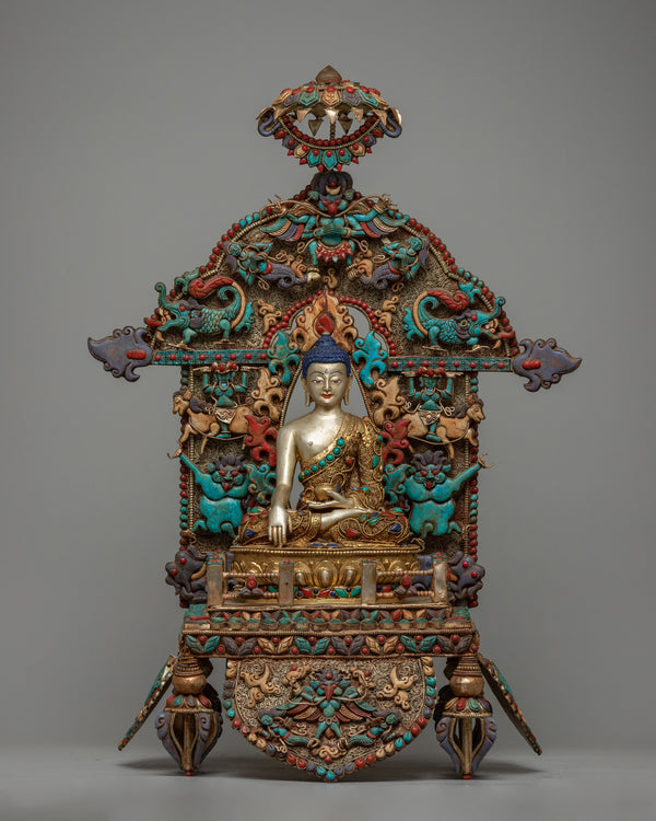 Shakyamuni Buddha on Throne Statue 